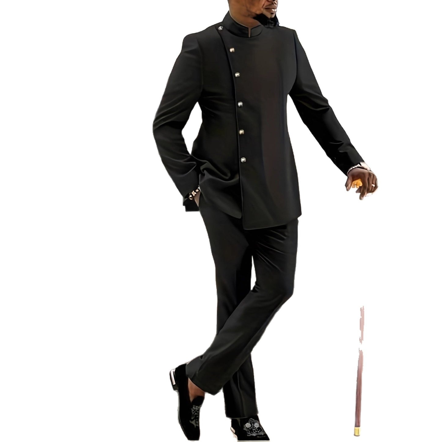 Men's African Ethnic Long Sleeve Shirt & Casual Pants 2-Piece Set
