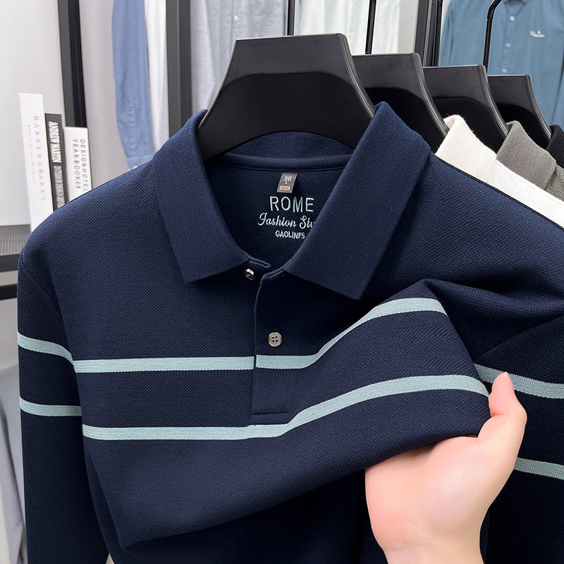 Striped Long-Sleeve Polo