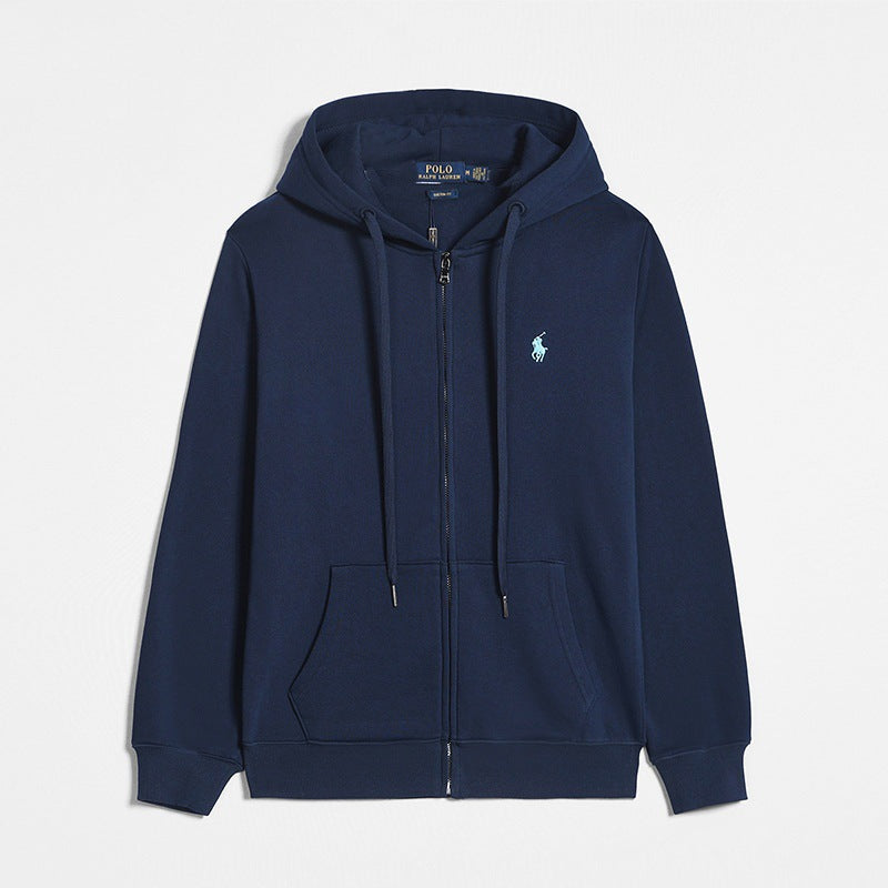 Mens Thick Cotton Fleece Zip-Up Hoodie