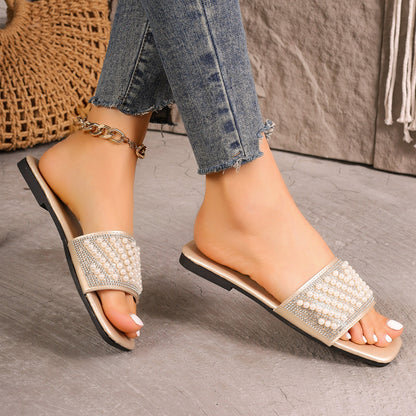 Pearl Straight Flat Slippers: Women's Plus Size Footwear