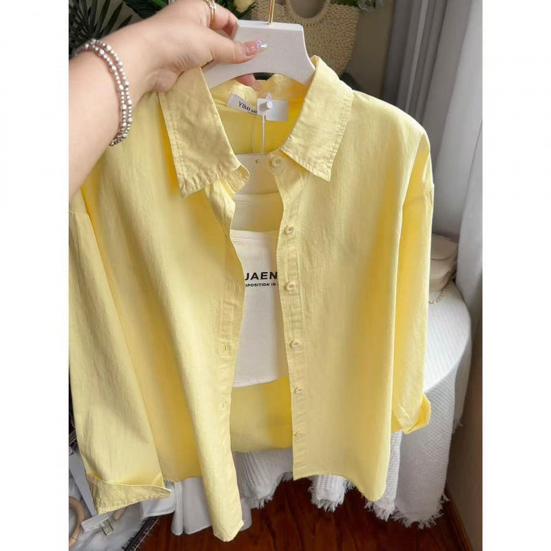 Womens Cotton Long Sleeve Layered Shirt  Spring & Autumn Cardigan Style Top