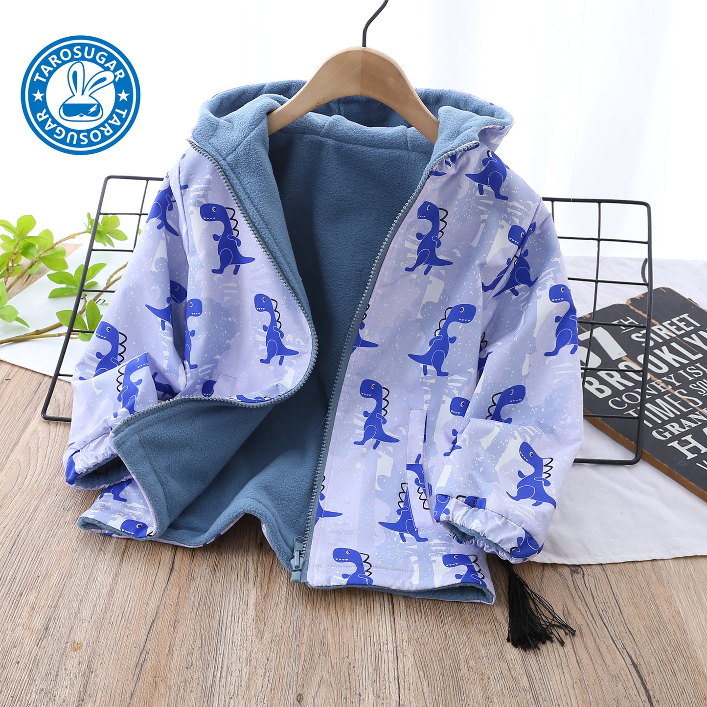 Reversible Girls' Hooded Polar Fleece Jacket  Thickened Winter Warmth (On Hand)