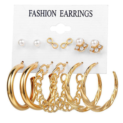 Creative French retro gold earrings set