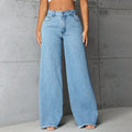 Women's Low Rise Straight Wide-Leg Jeans Trousers