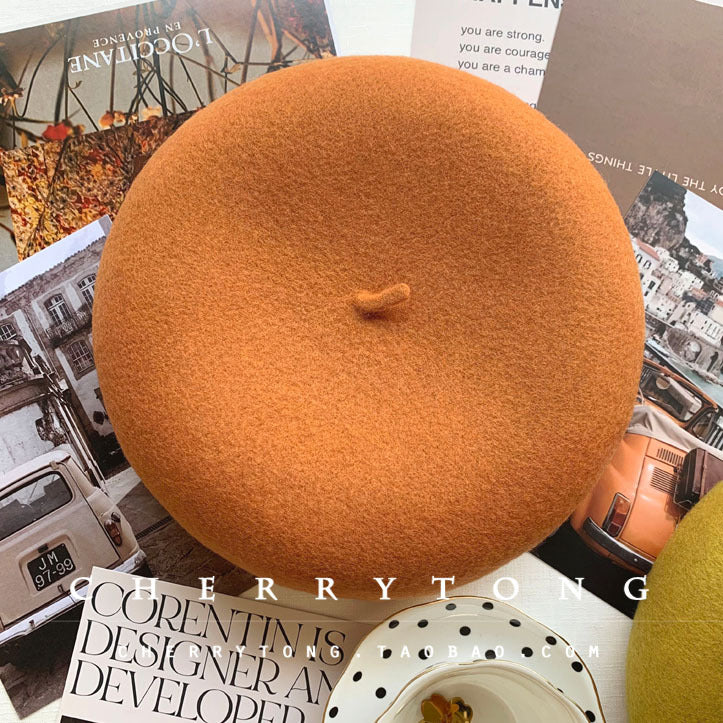 Retro Wool Beret  Cashmere & Wool Women's Hat for Autumn & Winter