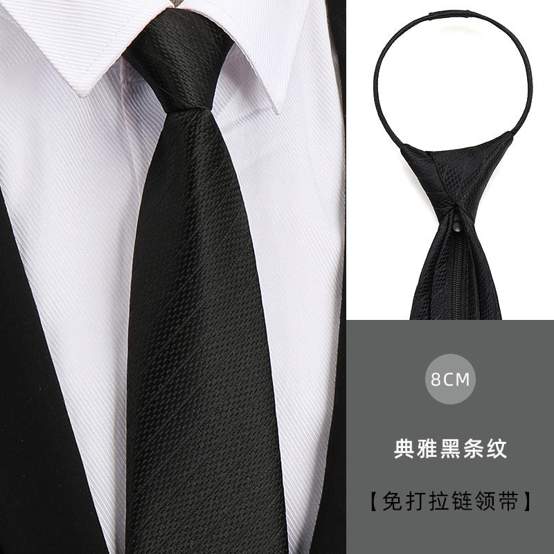 Tie men's formal wear business black glossy narrow zipper professional wedding groom korean zipper hand tie