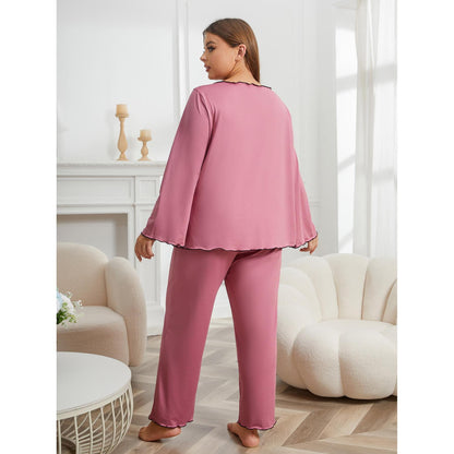 Plus size pajamas striped slit loungewear