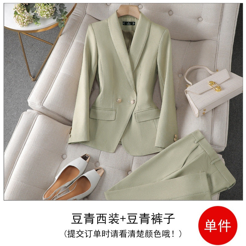 Women's Burgundy High-End Blazer Suit Set (On Hand)