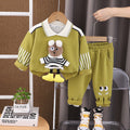 Adorable Bear Lapel Two-Piece Set  Spring & Autumn Cozy Outfit for Babies & Toddlers (0-4 Years)