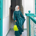 Muslim Hui Solid Color Robe and Ankle Dress abaya