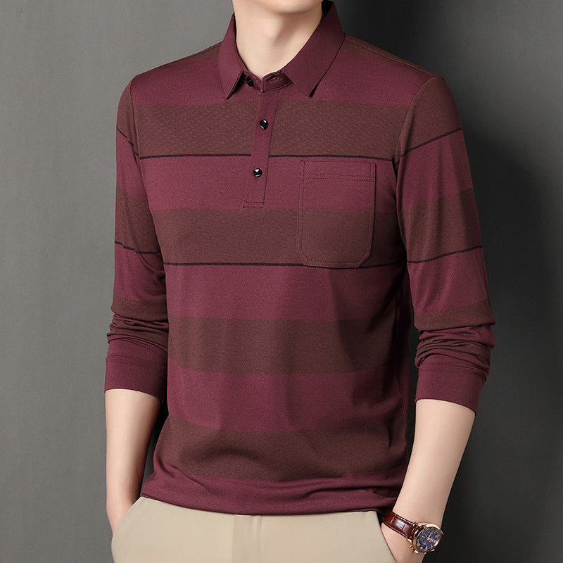 Striped Button-Up Polo  Earth Tones Edition