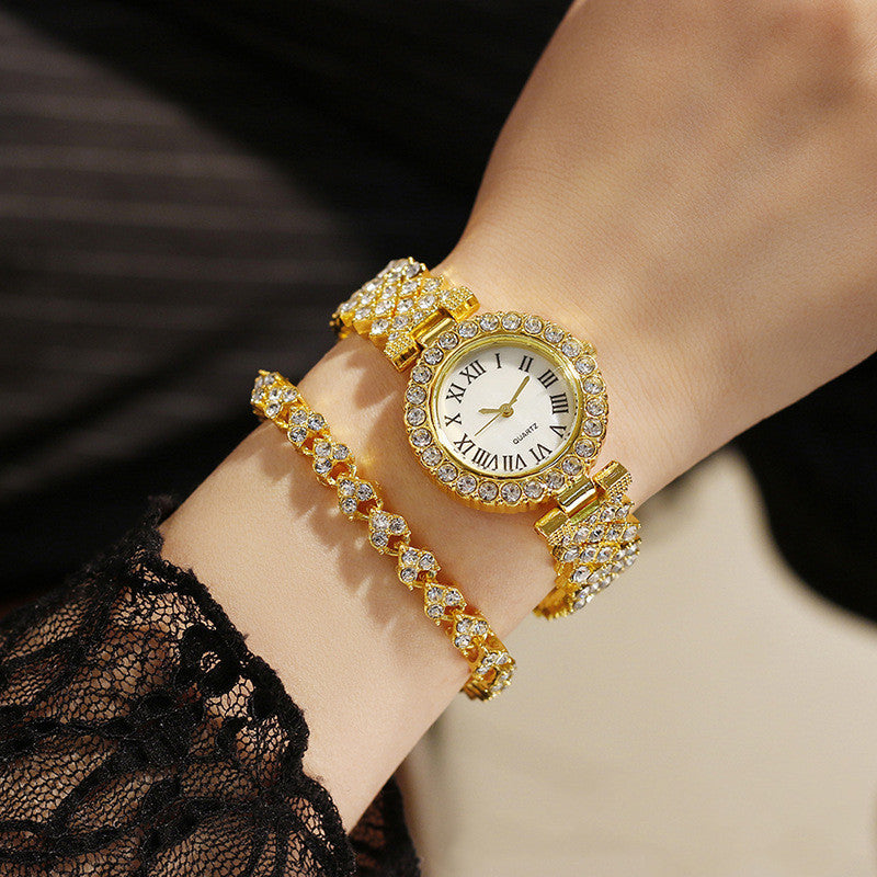 Roman pattern diamond ladies watch women's watch quartz bracelet
