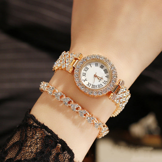 Roman pattern diamond ladies watch women's watch quartz bracelet