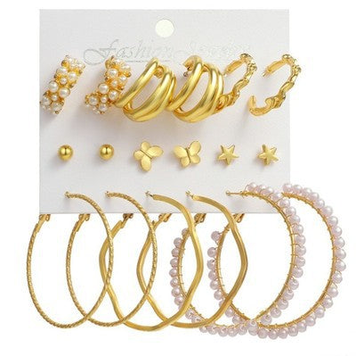 Creative French retro gold earrings set