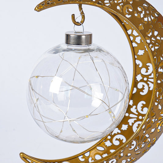 LED Wrought Iron Moon Pendant Lamp