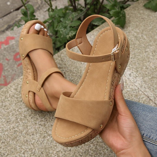 Wedge Roman Sandals for Women  Summer 2023 Thick Sole High Heel Strap Sandals
