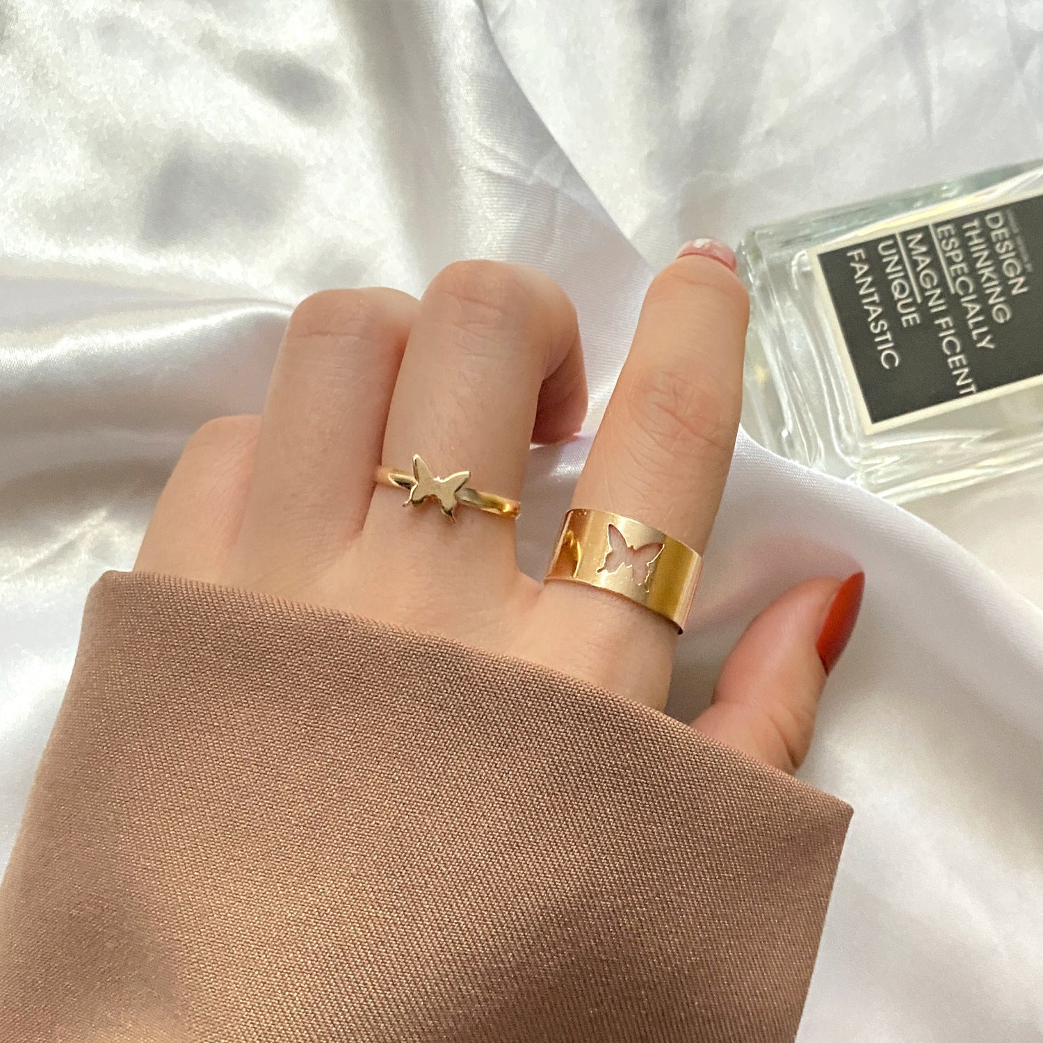 Butterfly ring opening multi-joint ring set 22 pieces love ring female design sense niche