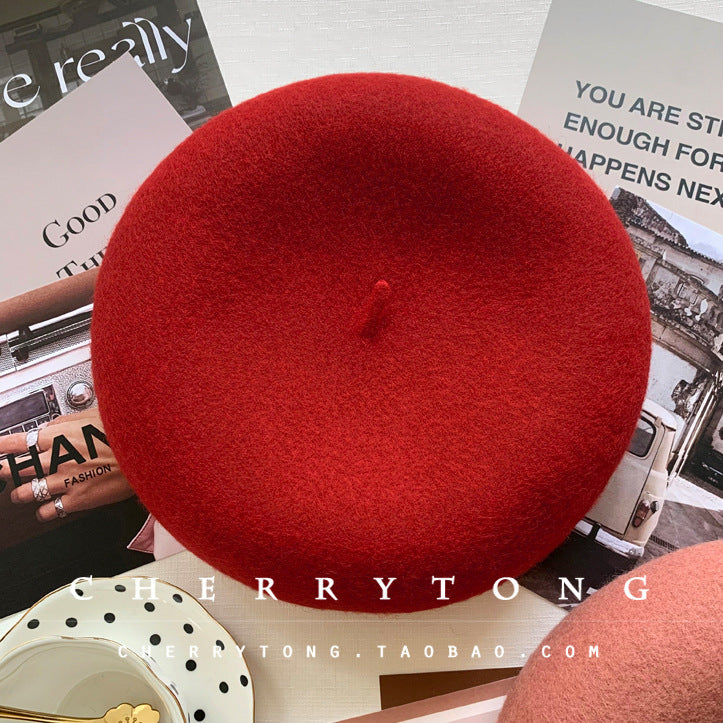 Retro Wool Beret  Cashmere & Wool Women's Hat for Autumn & Winter