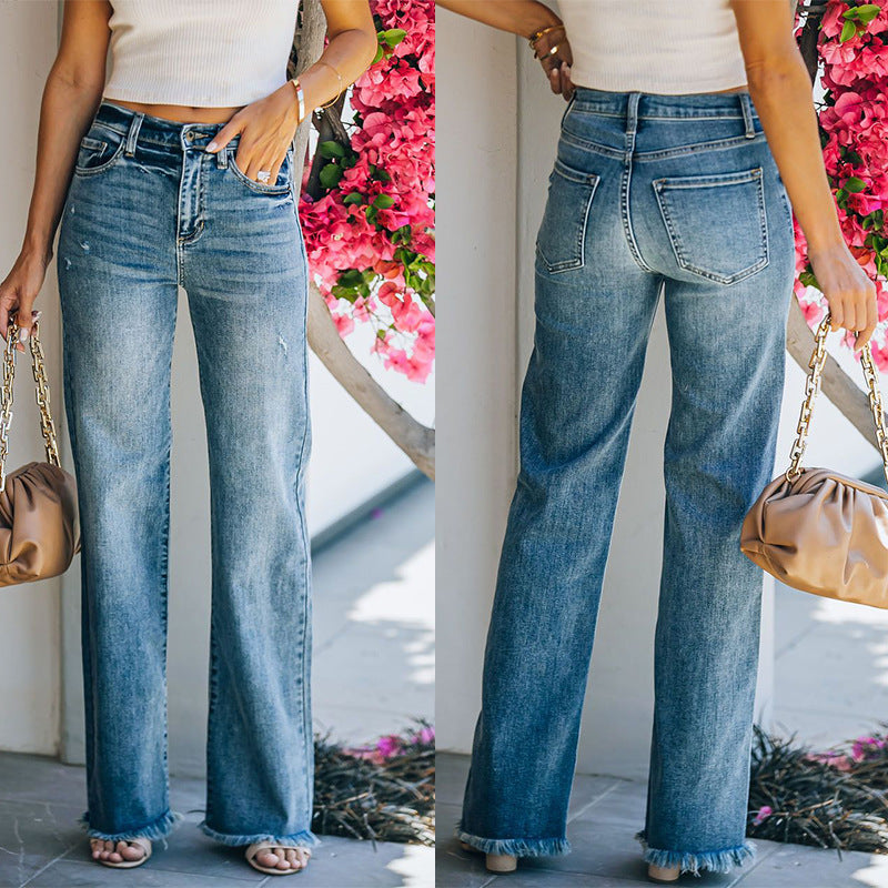 Autumn hipster straight-leg pants