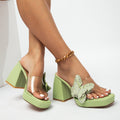 Women's shoes rhinestone bow platform block heel high heel