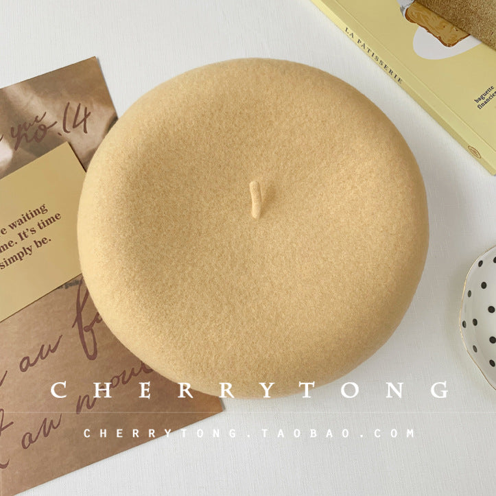 Retro Wool Beret  Cashmere & Wool Women's Hat for Autumn & Winter