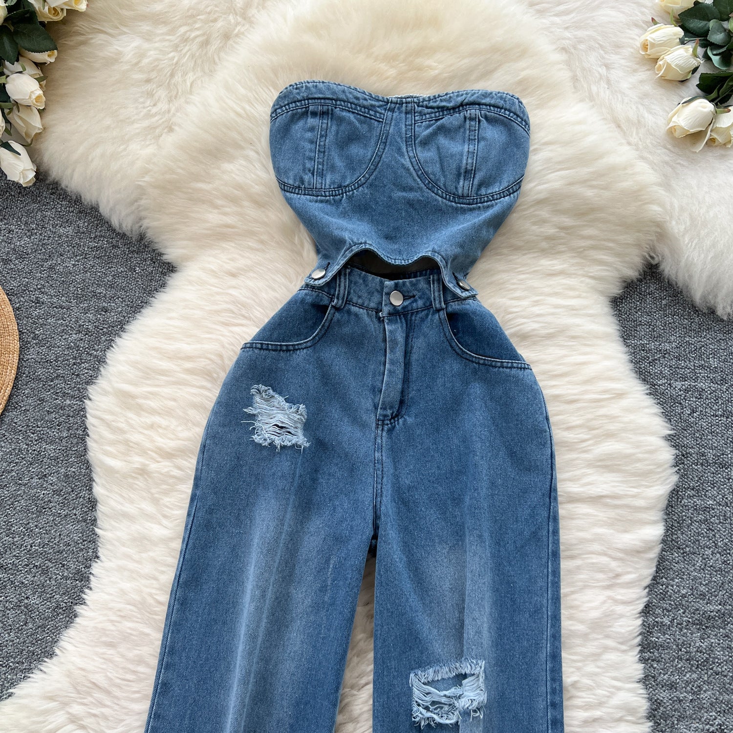 Designer Denim Jumpsuit