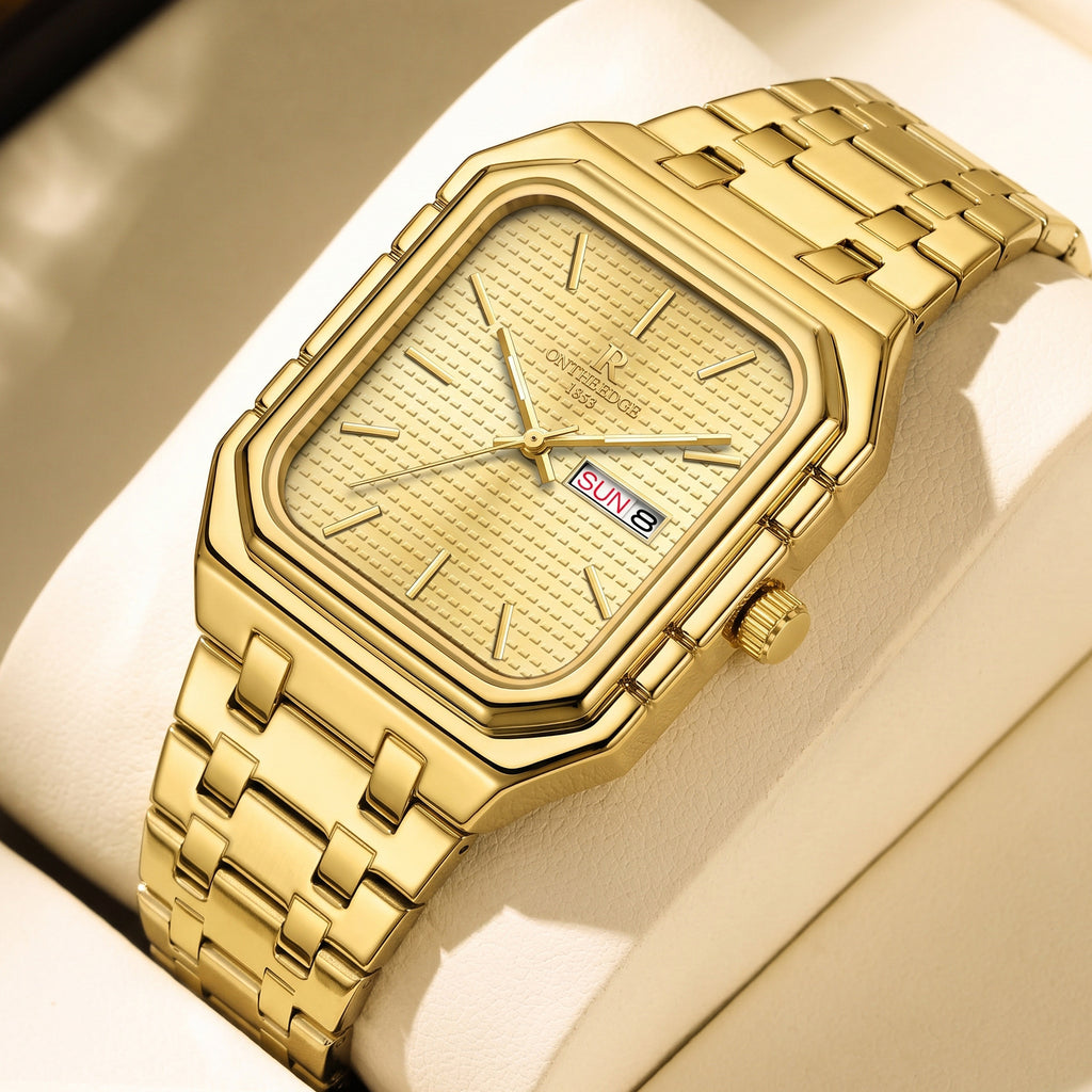 Square Business Quartz Watch - Waterproof Steel Band Luminous