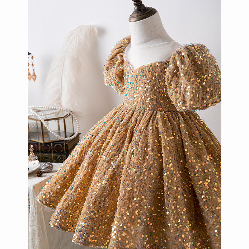 Sparkling Puff Sleeve Princess Dress