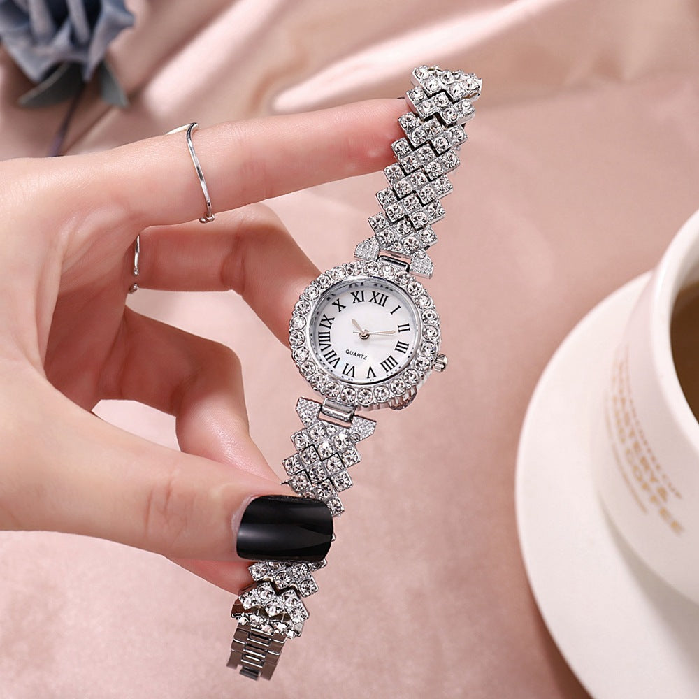 Roman pattern diamond ladies watch women's watch quartz bracelet