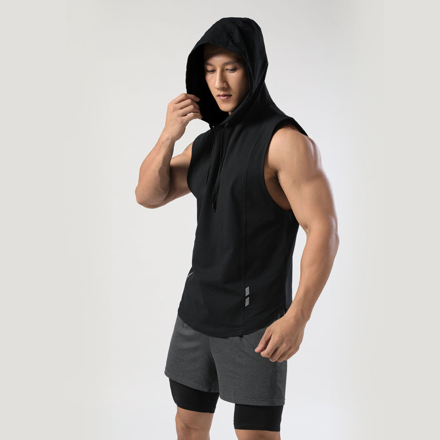 Men's Hooded Sleeveless Athleisure T-Shirt  Lightweight & Quick-Drying