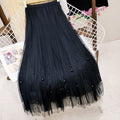 Beaded Mesh Midi Skirt