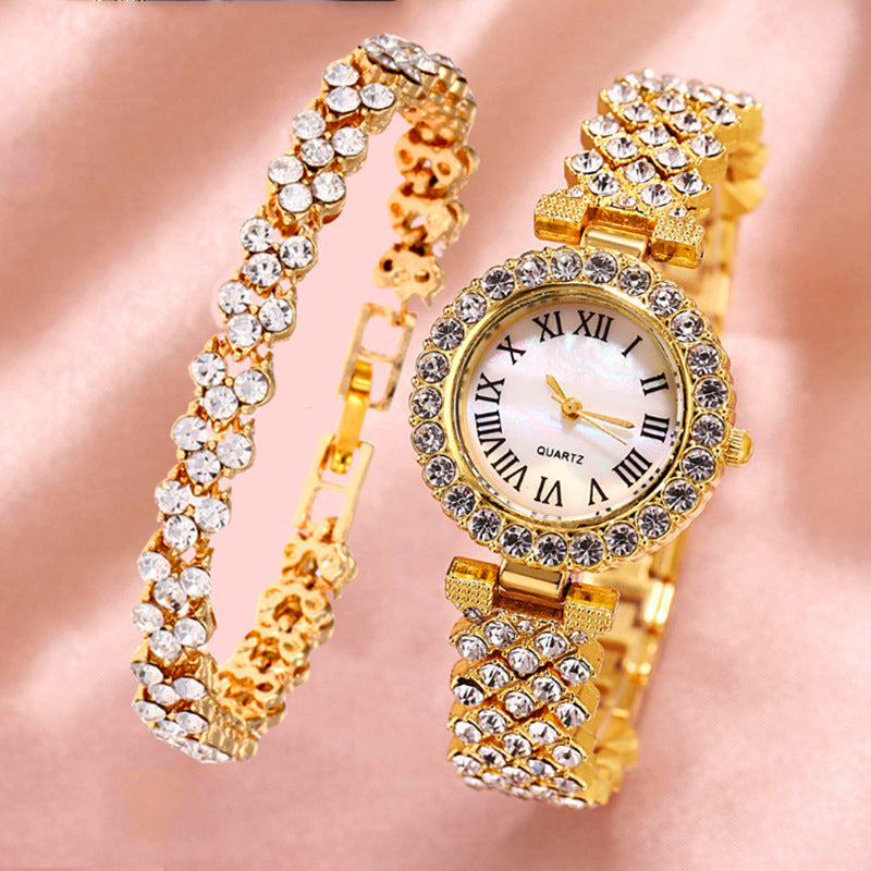 Roman pattern diamond ladies watch women's watch quartz bracelet