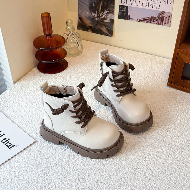 New Girls Martin Boots  British Style Mid-Leg Leather Boots