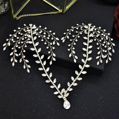 Bridal hanging rhinestone handmade headband