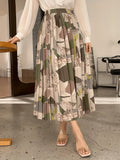 Retro Geometric A-Line Pleated Skirt for Spring/Summer