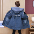 Womens Plus Size Fleece-Lined Denim Jacket  Fall/Winter