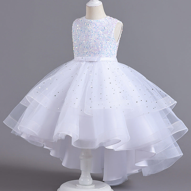 Girls' Glitter Tulle Trailing Dress