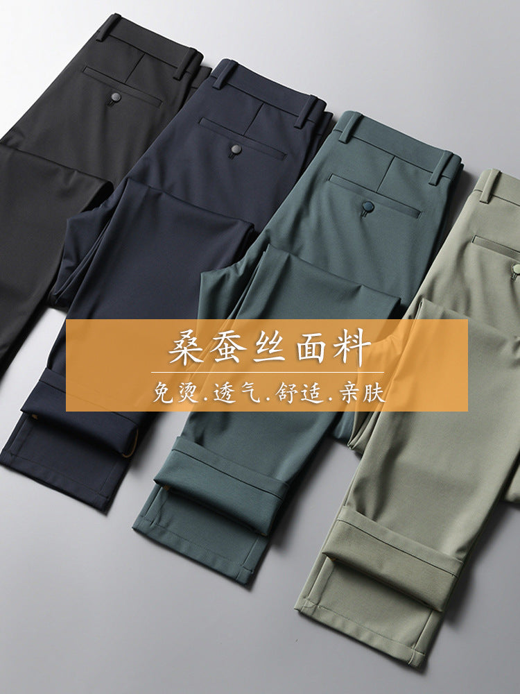 Spring & Summer Men’s Mulberry Silk Stretch Dress Slacks