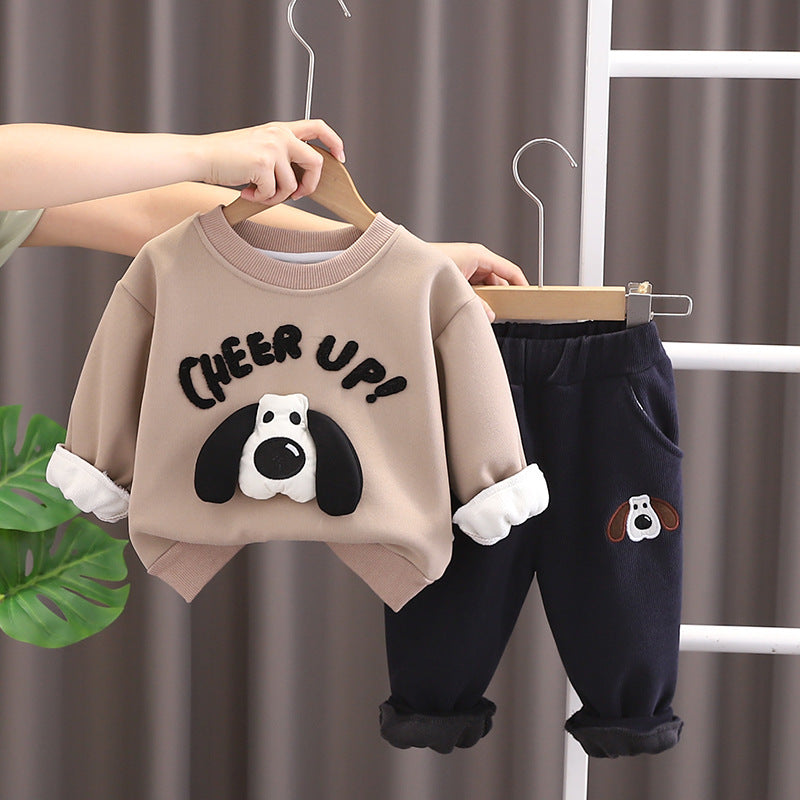 Letter Print Sweatshirt Set