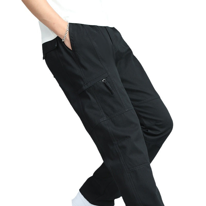 Men's Summer Thin Cotton Cargo Pants – Loose Fit Multi-Pocket Straight Casua