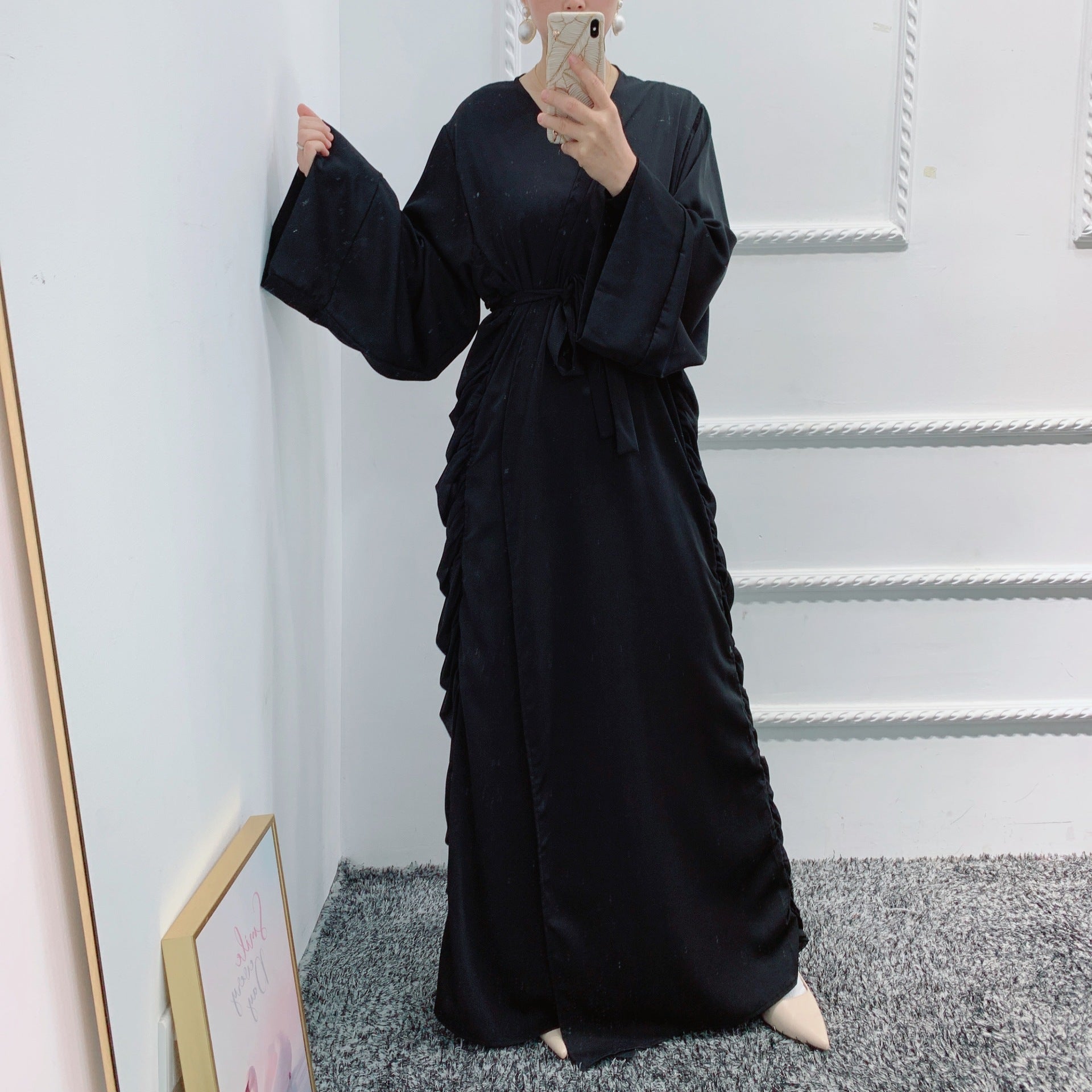 Solid Color Flowing Tie Long Dress