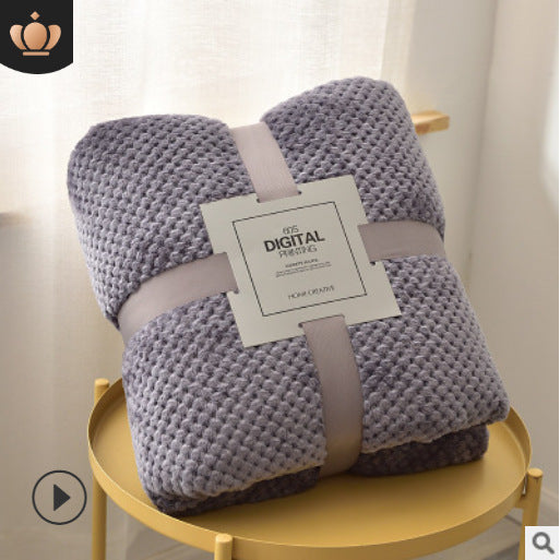 Pineapple Plaid White Thickened Coral Fleece Sofa Blanket