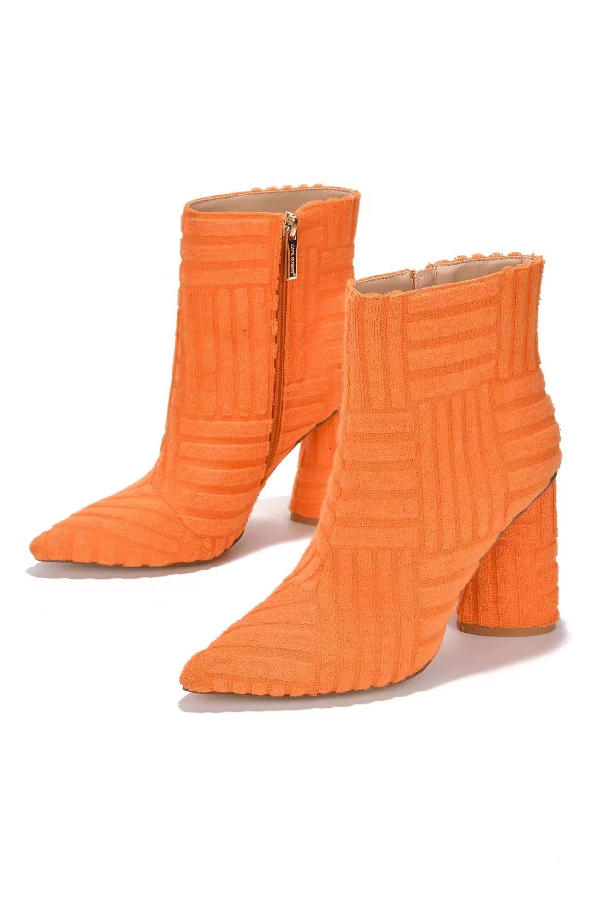 Sexy Block Heel Booties with Pointed Toe and Side Zipper: Autumn and Winter Women's Plus Size High Heel Fur Martin Boots