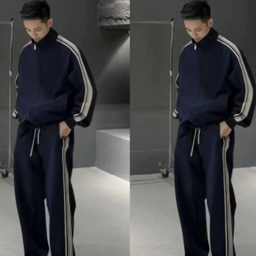 Casual Sports Suit  Long Sleeve Three-Bar Sweatshirt & Pants 2-Piece Set