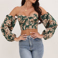 Shapewear herringbone corset, sexy off-the-shoulder short crop top