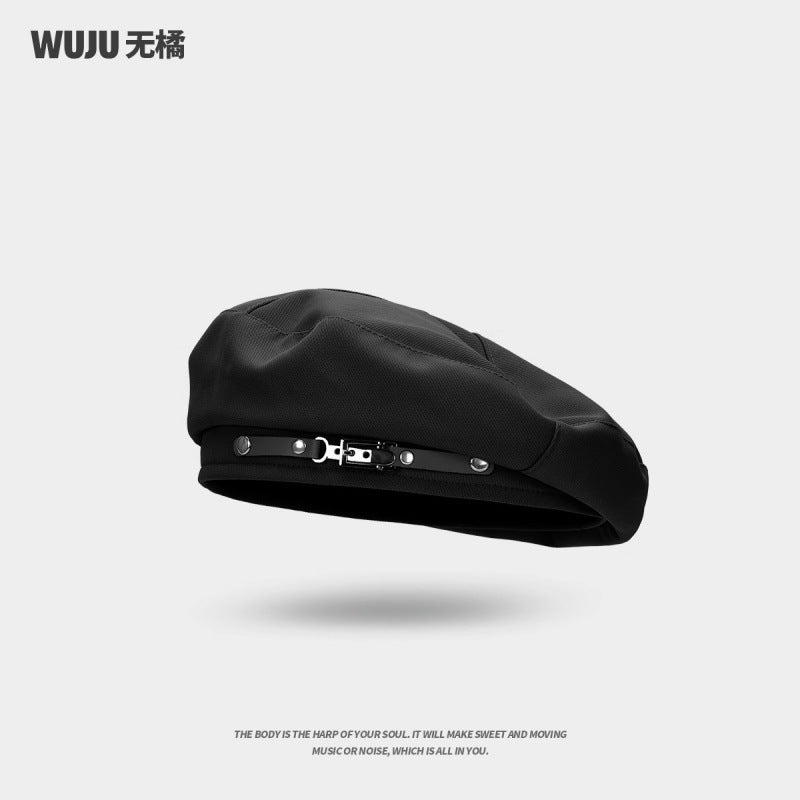 Trendy Internet-Celebrity Beret  Womens Thin Black Painter Hat