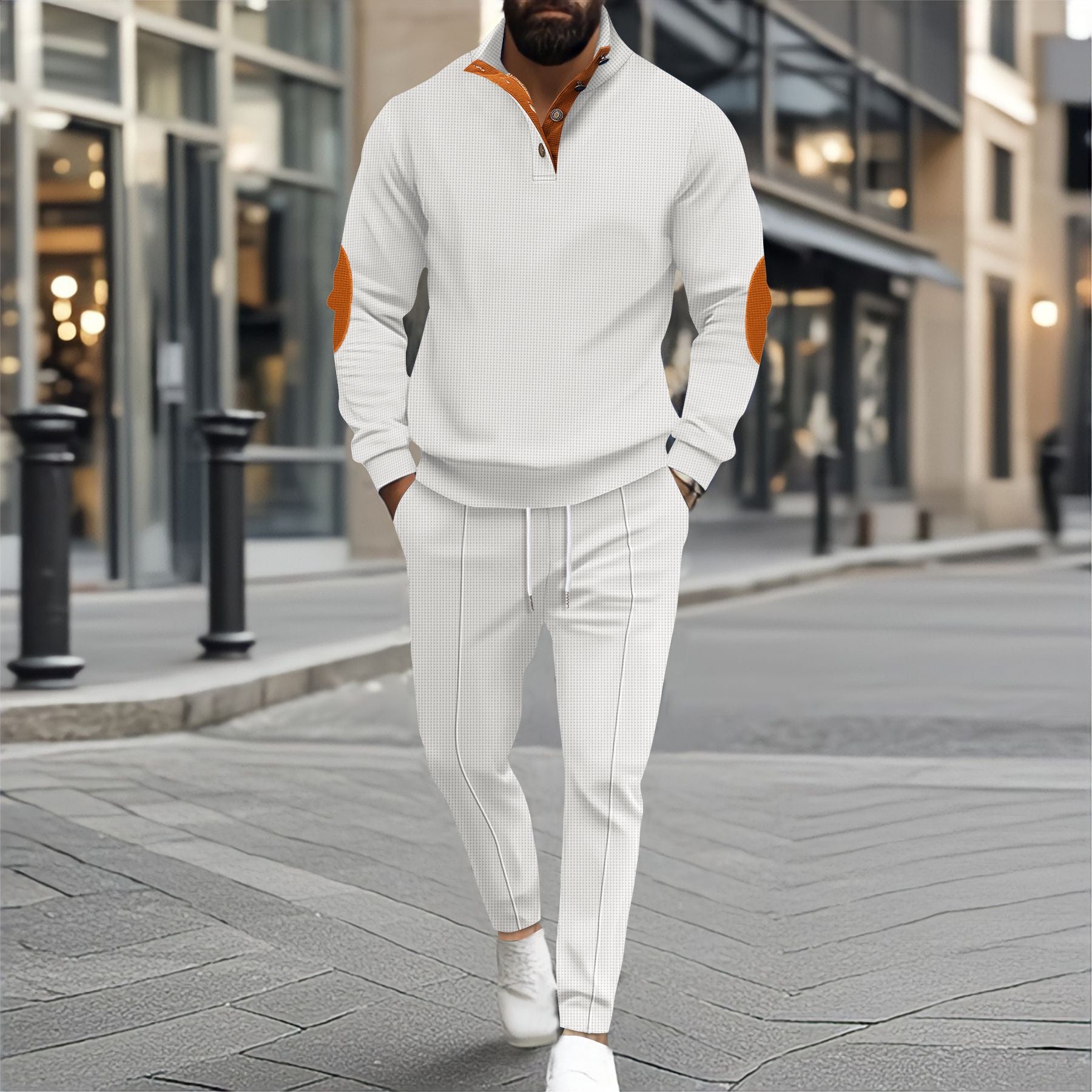 Men's Half-Zip Waffle Sweatshirt Set