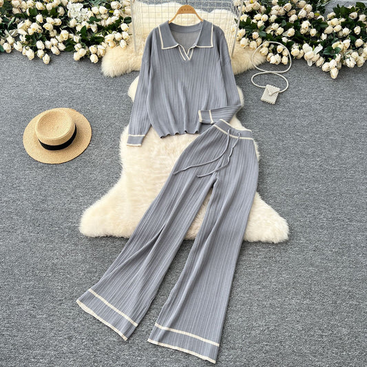 Knit Sweater & Wide-Leg Pants Set