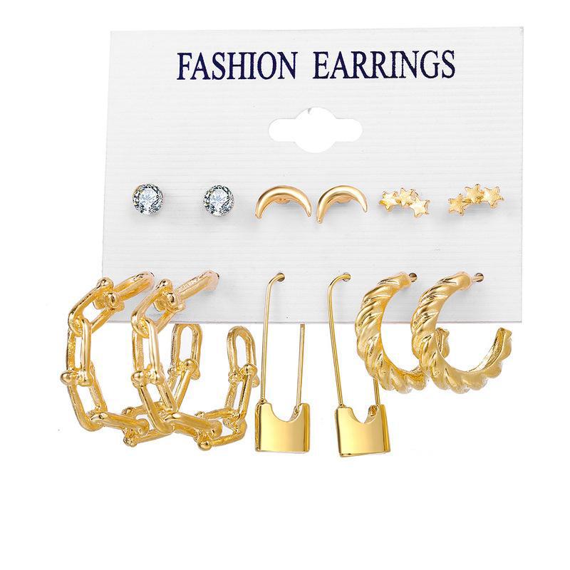 Creative French retro gold earrings set