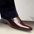 Crocodile print men's patent leather extra size leather shoes